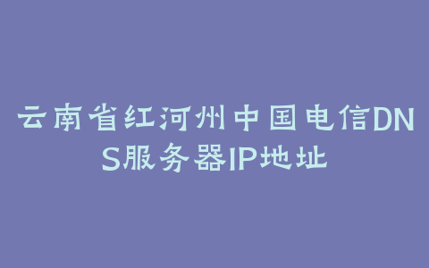 云南省红河州中国联通DNS服务器IP地址